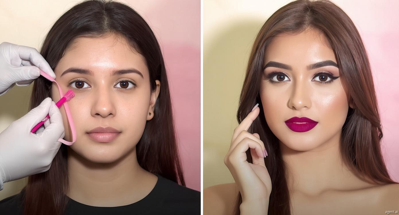 "Indian celebrity before after cosmetic surgery look"